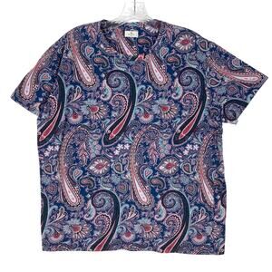 nwot ETRO Milano Shirt Men L ITALY Paisley Floral Multi Short-Sleeve Cotton